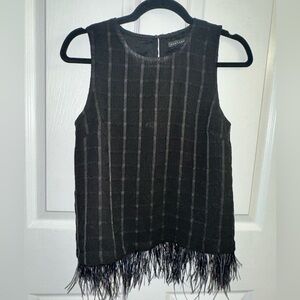 Endless Rose Black Fringe Tank Top